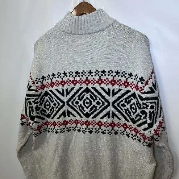 Chaps Fair Isle Nordic Cotton Pullover Mens XL Mock Neck Sweater Apres Chalet - Picture 12 of 16